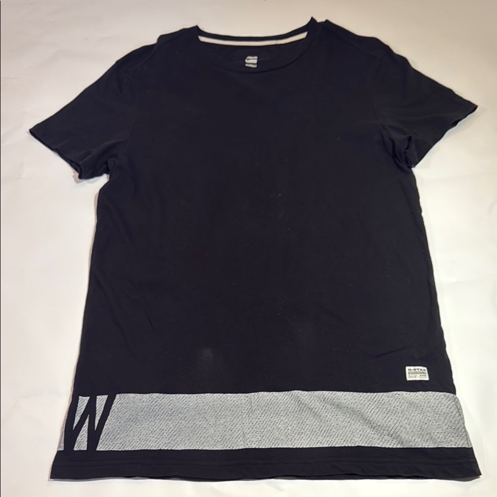 G-Star Black and Gray Short Sleeve Tee with Color-Block Design